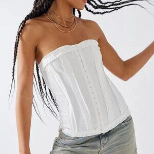 Urban Outfitters Light Before Raw Seam Corset Blouse Top White